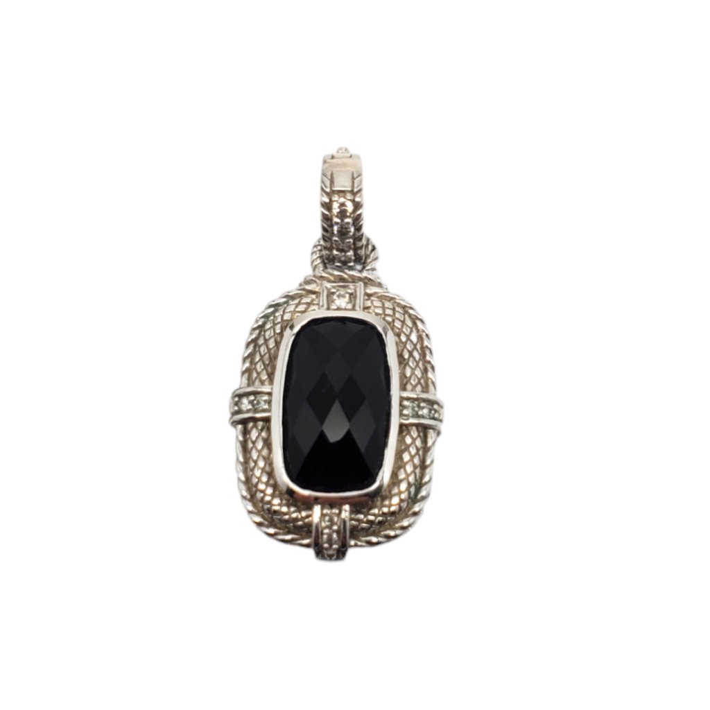 Judith Ripka Sterling Silver Onyx & Cz Pendant #18709